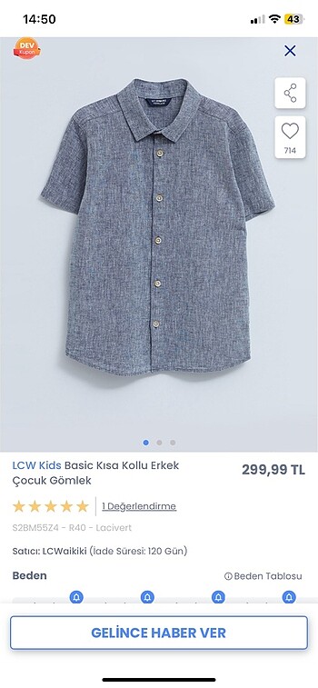 4 Yaş Beden LCW gömlek