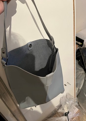 Zara Gri Deri çanta