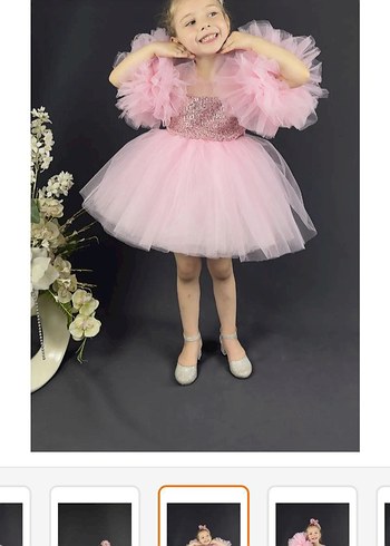 Pembe Fırfırlı Çocuk Elbisesi - Görsel 2