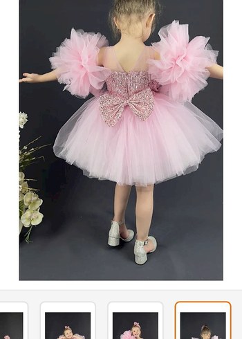 Pembe Fırfırlı Çocuk Elbisesi - Görsel 3