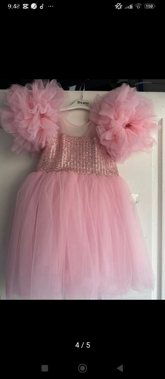 Pembe Fırfırlı Çocuk Elbisesi - Görsel 4