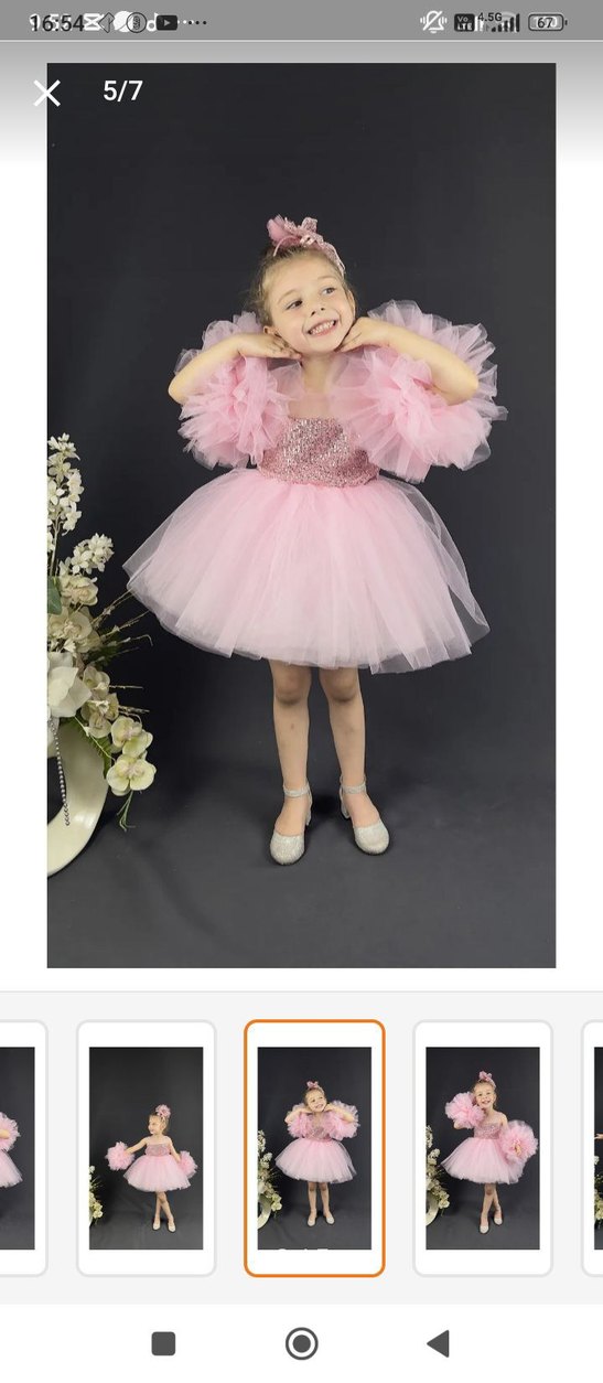 Pembe Fırfırlı Çocuk Elbisesi - Görsel 2