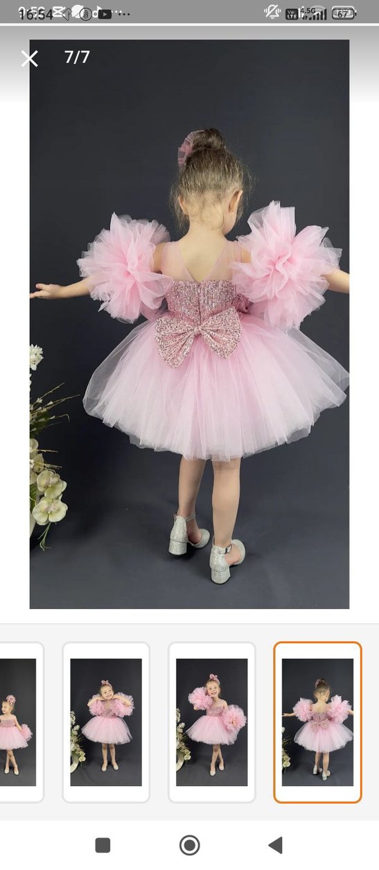 Pembe Fırfırlı Çocuk Elbisesi - Görsel 3