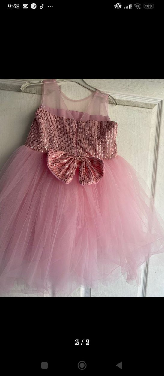 Pembe Fırfırlı Çocuk Elbisesi - Görsel 5