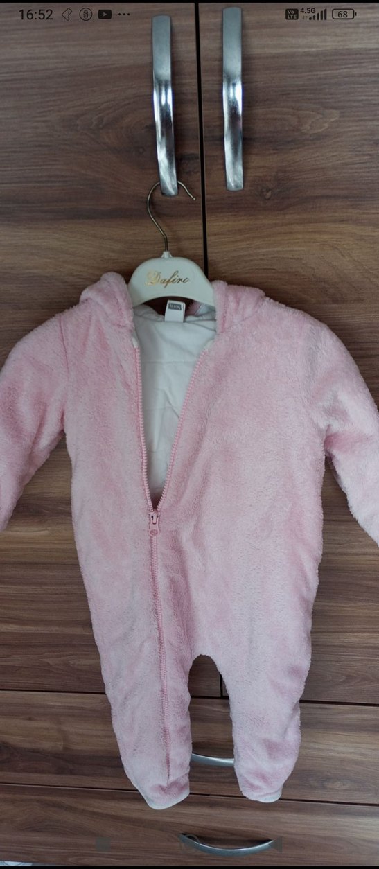 12 18 ay uyumlu 
Pembe Kürklü Bebek Kız Tulum - Görsel 2