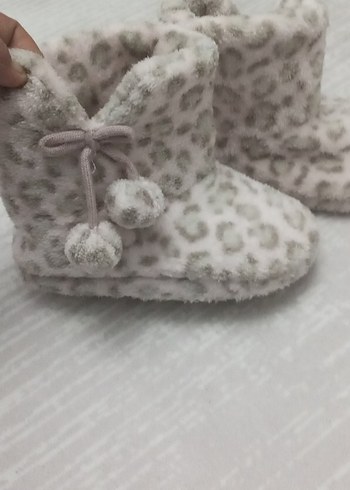 Leopar Desenli Peluş Kız çocuk Ev Terliği - Görsel 3