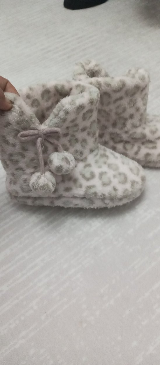 Leopar Desenli Peluş Kız çocuk Ev Terliği - Görsel 3