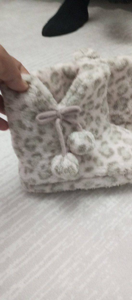 Leopar Desenli Peluş Kız çocuk Ev Terliği - Görsel 2