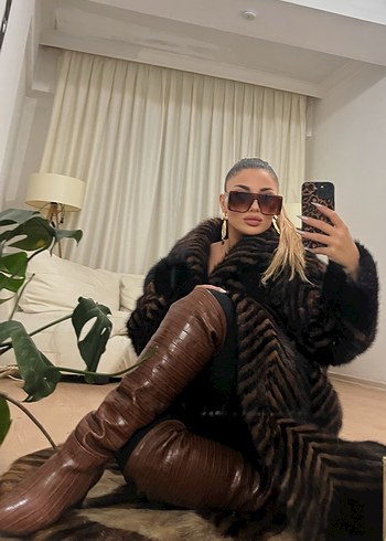 Kahverengi Uzun Kadın Suni Kürk Zebra Desenli - Görsel 4