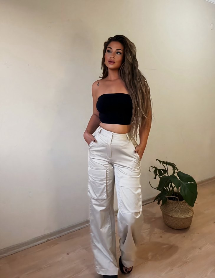 Saten kargo pantolon - Görsel 5