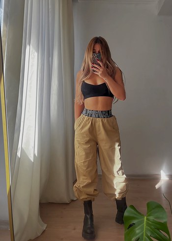 Bej Kadın Boyfriend Denim Pantolon - Görsel 2