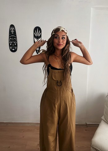 Kadın Bej Askılı salaş Tulum - Görsel 4