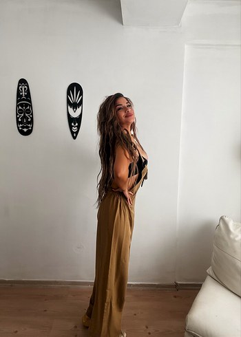 Kadın Bej Askılı salaş Tulum - Görsel 6