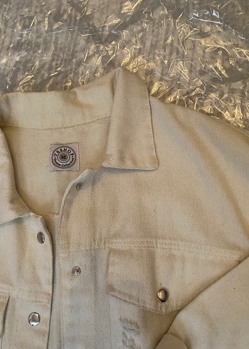 Diğer Bej Düğmeli Kadın Denim Ceket