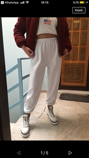 Beyaz oversize eşofman altı