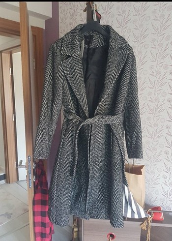 Kazayağı Desenli Uzun Kaban - Görsel 3