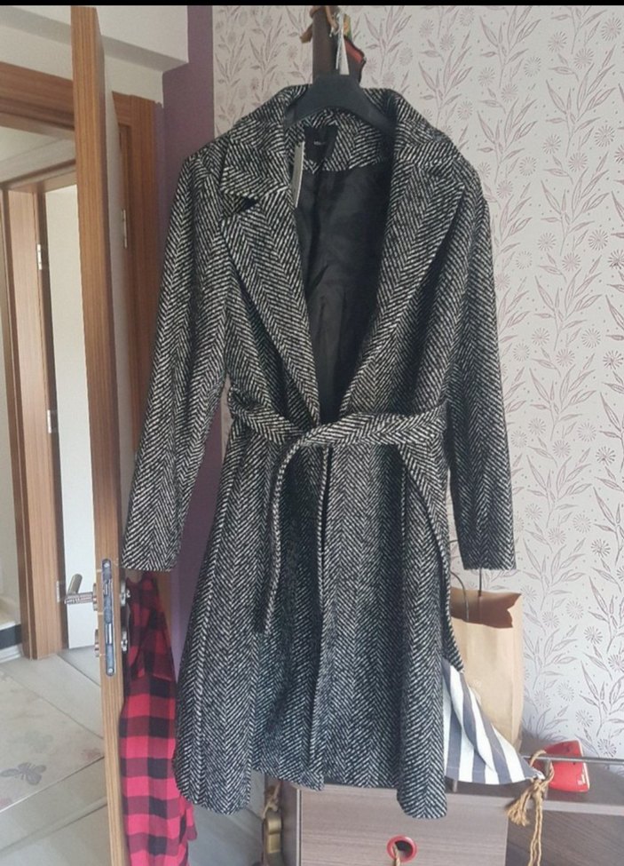 Kazayağı Desenli Uzun Kaban - Görsel 3