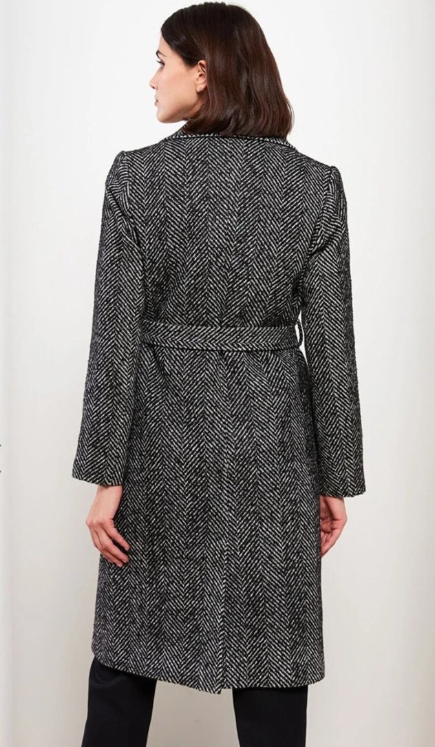 Kazayağı Desenli Uzun Kaban - Görsel 2