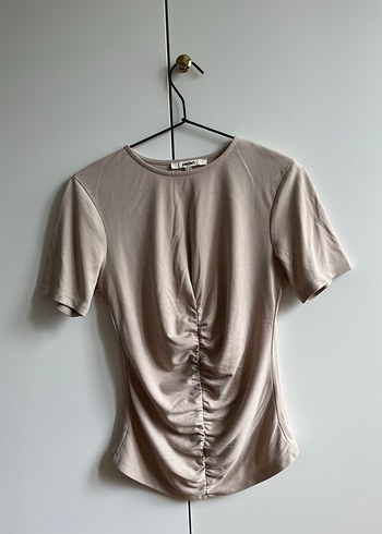 Bej Kısa Kollu Kadın Bluz - Görsel 2