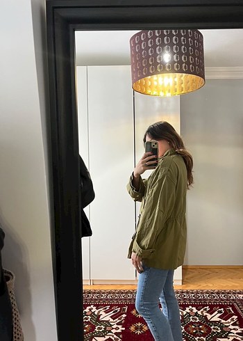 Kadın Rahat Kesim Haki Midi Ceket - Görsel 3