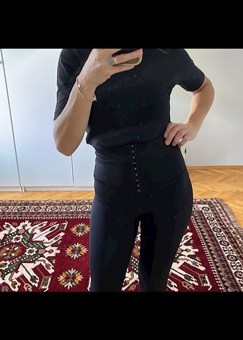 Siyah Parlak Rubber Goth Tayt - Görsel 5