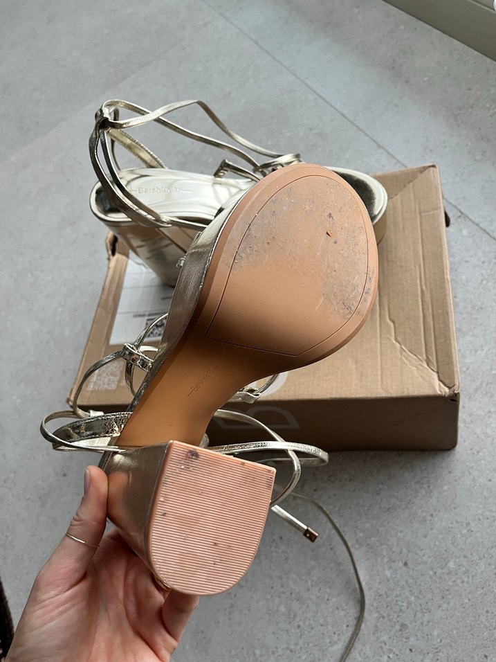 Altın Deri Platform Topuklu Kadın Ayakkabı - Görsel 2