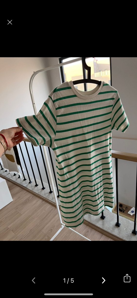 Çizgili Loose Fit Midi Elbise - Görsel 3