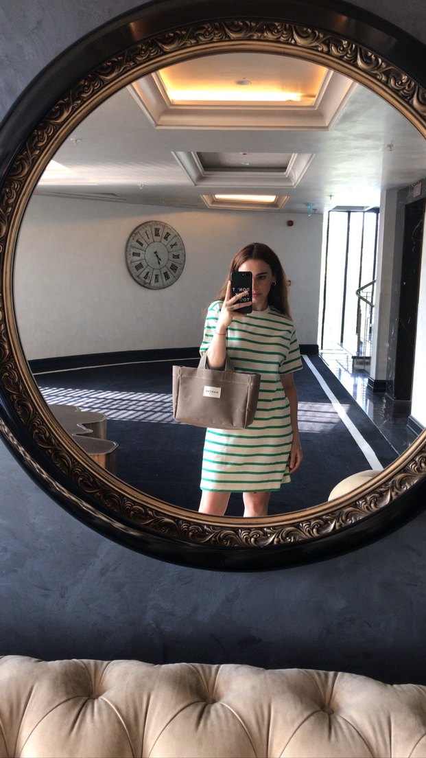 Çizgili Loose Fit Midi Elbise - Görsel 2