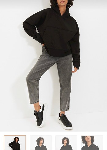 Siyah  Kadın Sweatshirt - Görsel 3