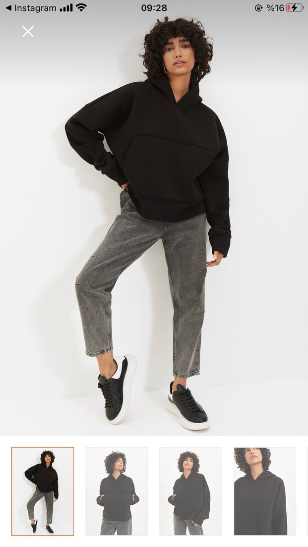 Siyah  Kadın Sweatshirt - Görsel 3