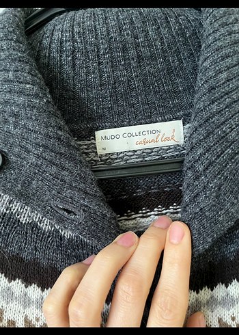 Gri Yün Örgü Bohem Kadın Panço - Görsel 3