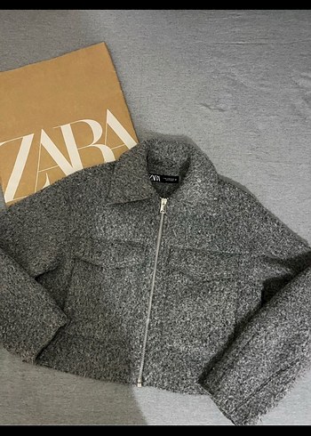 Zara Gri Kısa Buklet Viral Mont - Görsel 2