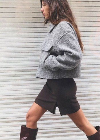 Zara Gri Kısa Buklet Viral Mont - Görsel 5