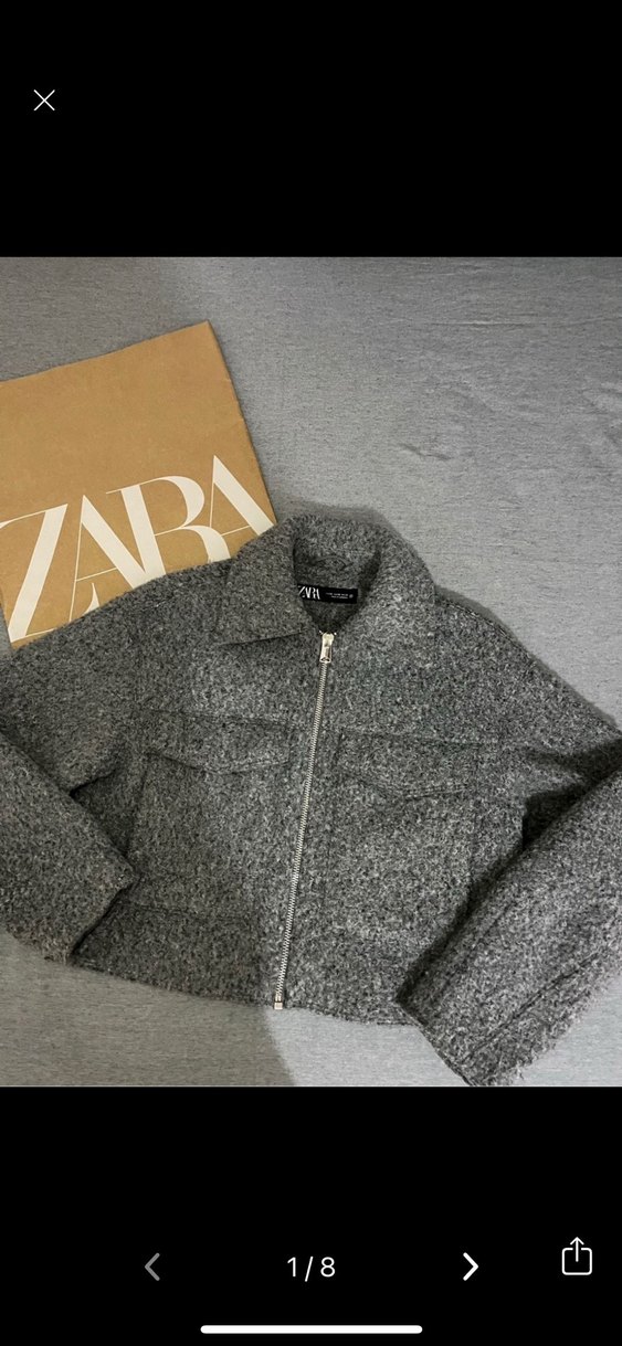 Zara Gri Kısa Buklet Viral Mont - Görsel 2