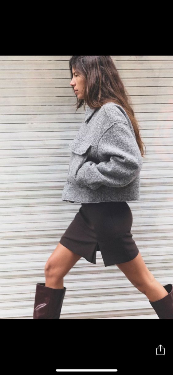 Zara Gri Kısa Buklet Viral Mont - Görsel 5