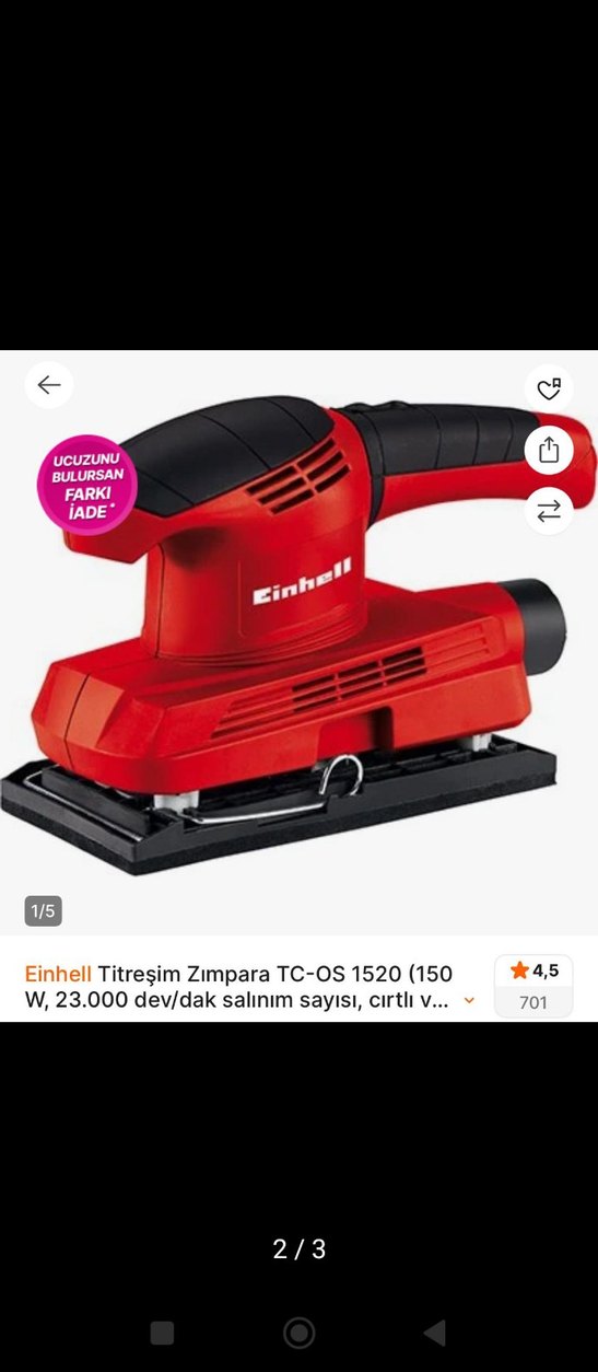 Einhell Titresim Zımpara TC-OS 1520 Kırmızı - Görsel 2