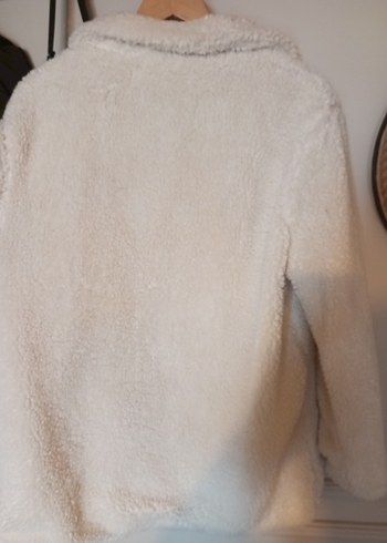 Beyaz Kürklü Kadın Midi Ceket orjinal - Görsel 5