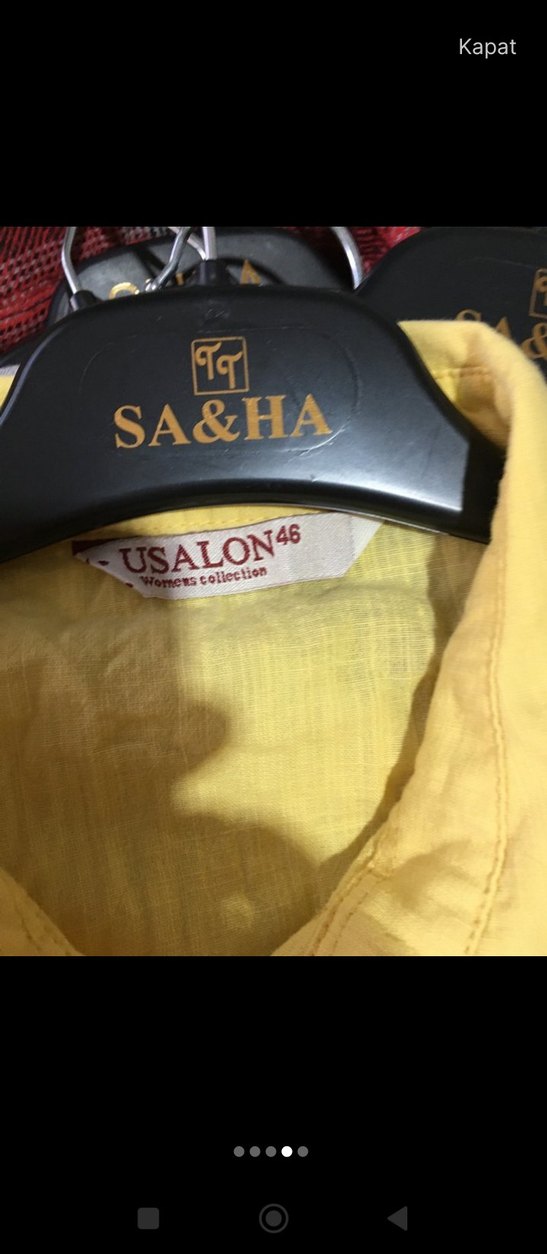 Düğmeli Sarı Uzun Kollu Keten Kadın Gömlek - Görsel 4