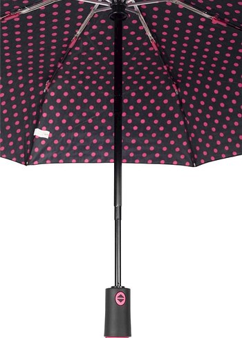 Siyah Pembe Puantiyeli Tam Otomatik Kadın Şemsiye - Görsel 5