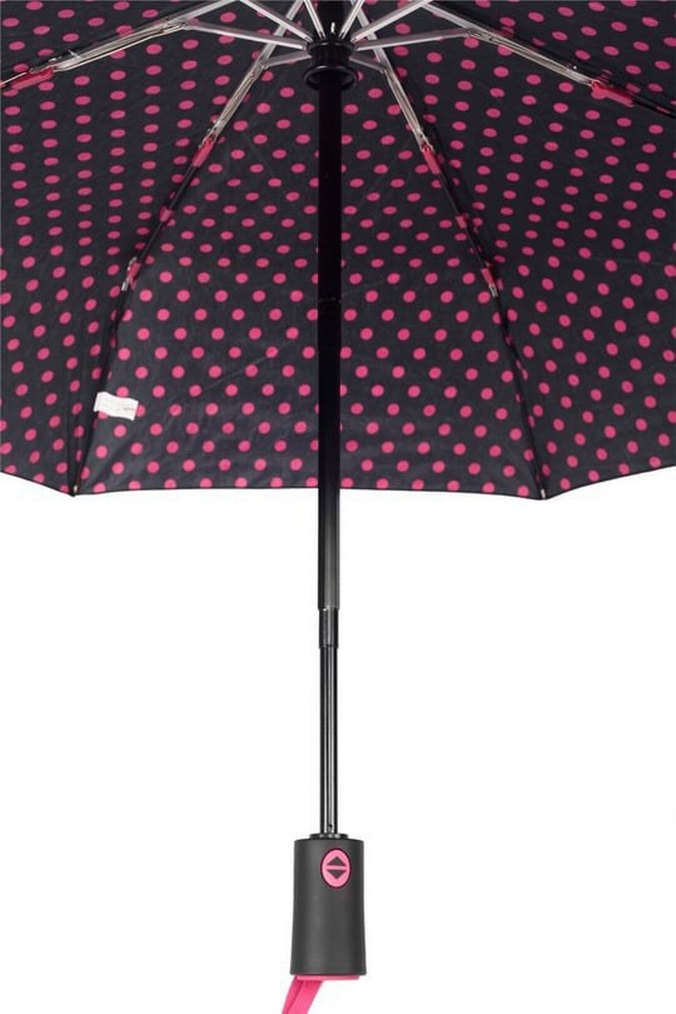 Siyah Pembe Puantiyeli Tam Otomatik Kadın Şemsiye - Görsel 5