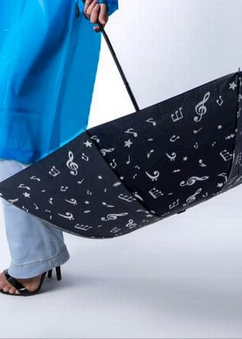 Siyah Müzik Desenli Kadın Şemsiye - Görsel 5
