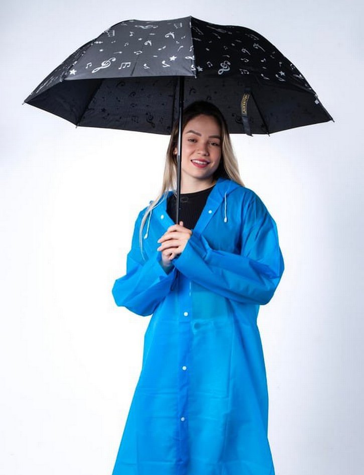 Siyah Müzik Desenli Kadın Şemsiye - Görsel 2