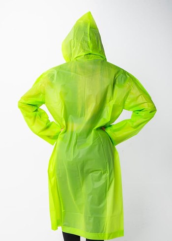 Fıstık Yeşili Eva Kumaş Kapüşonlu Yağmurluk - Görsel 5