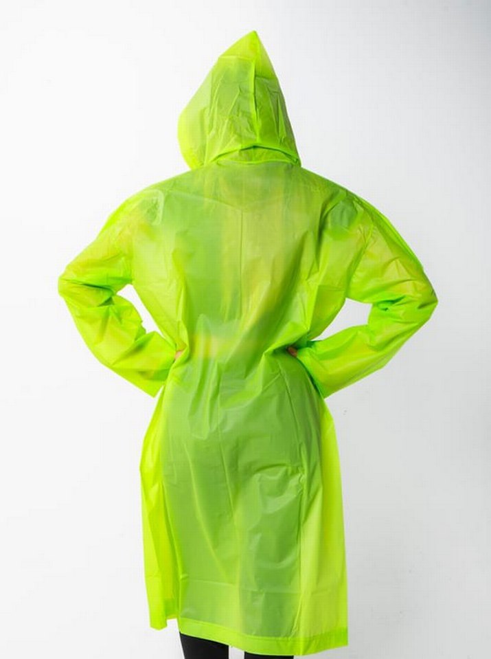 Fıstık Yeşili Eva Kumaş Kapüşonlu Yağmurluk - Görsel 5