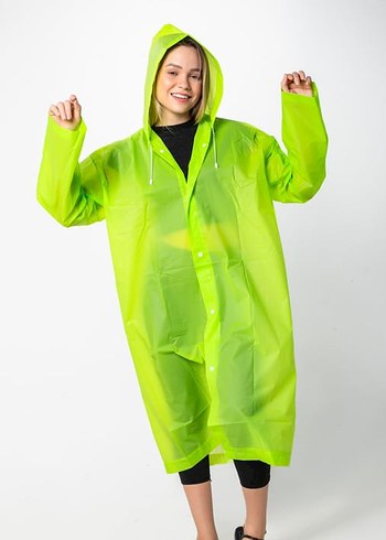 Fıstık Yeşili Eva Kumaş Kapüşonlu Yağmurluk - Görsel 5
