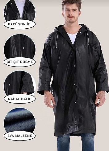 Siyah Yağmurluk Bay Bayan Unisex 