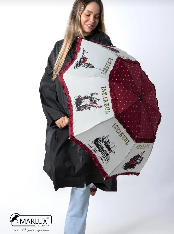 Marlux Bordo Fırfırlı Kadın Şemsiye Manuel - Görsel 4