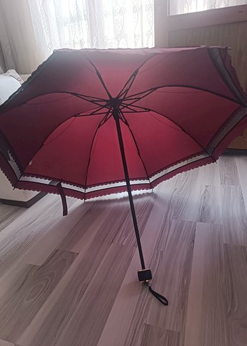 Hobbs Bordo Dantel Detaylı Kadın Şemsiye - Görsel 7