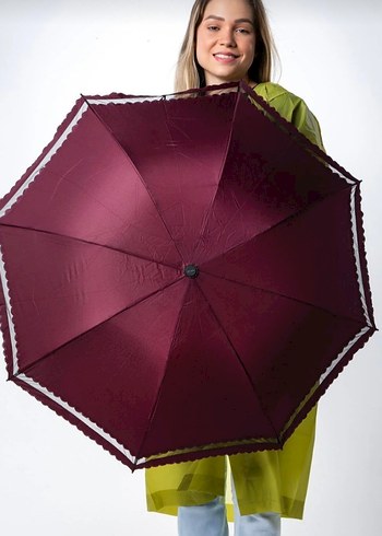 Hobbs Bordo Dantel Detaylı Kadın Şemsiye - Görsel 2