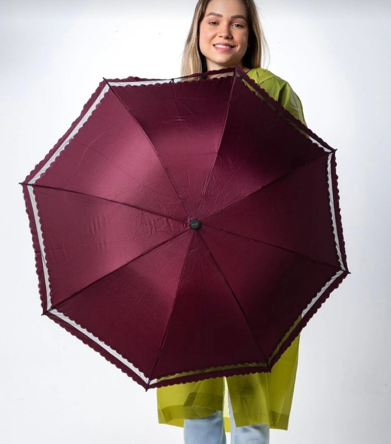 Hobbs Bordo Dantel Detaylı Kadın Şemsiye - Görsel 2